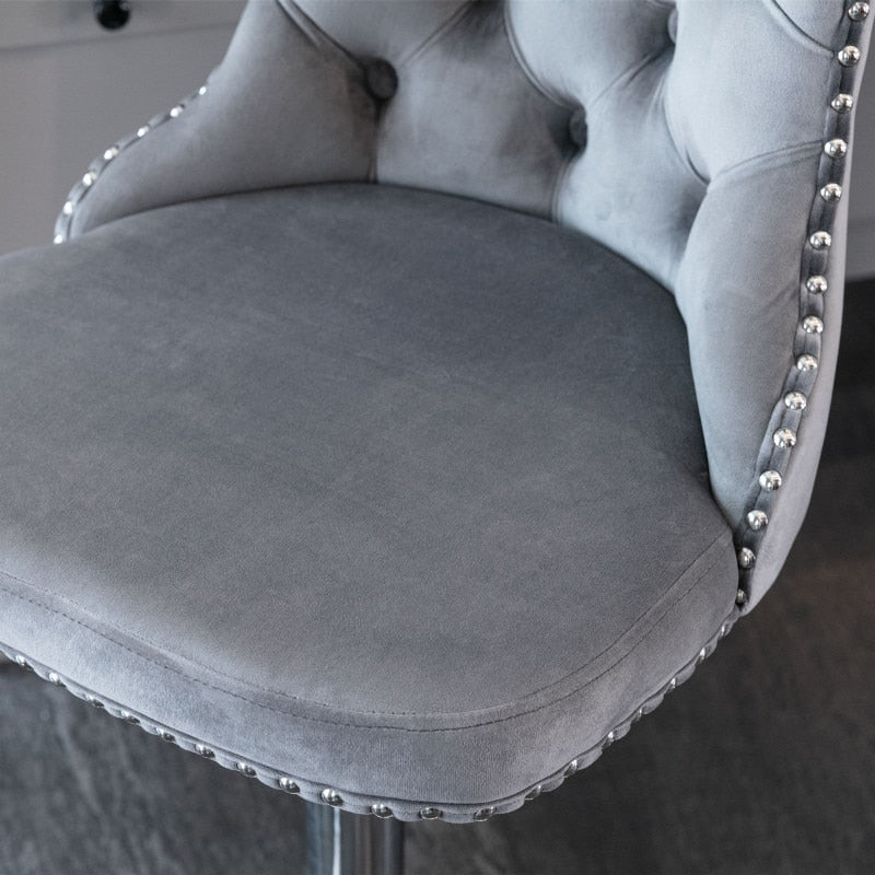 Homio Decor Dining Room Grey Button Tufted Bar Chair