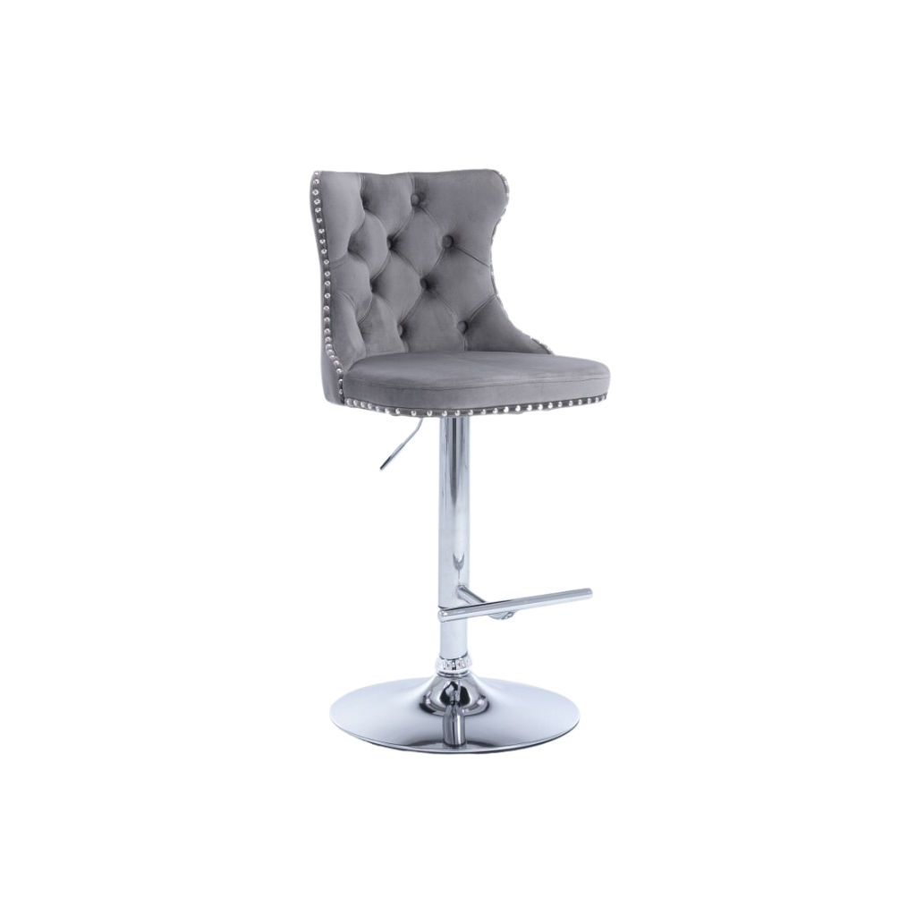 Homio Decor Dining Room Grey Button Tufted Bar Chair