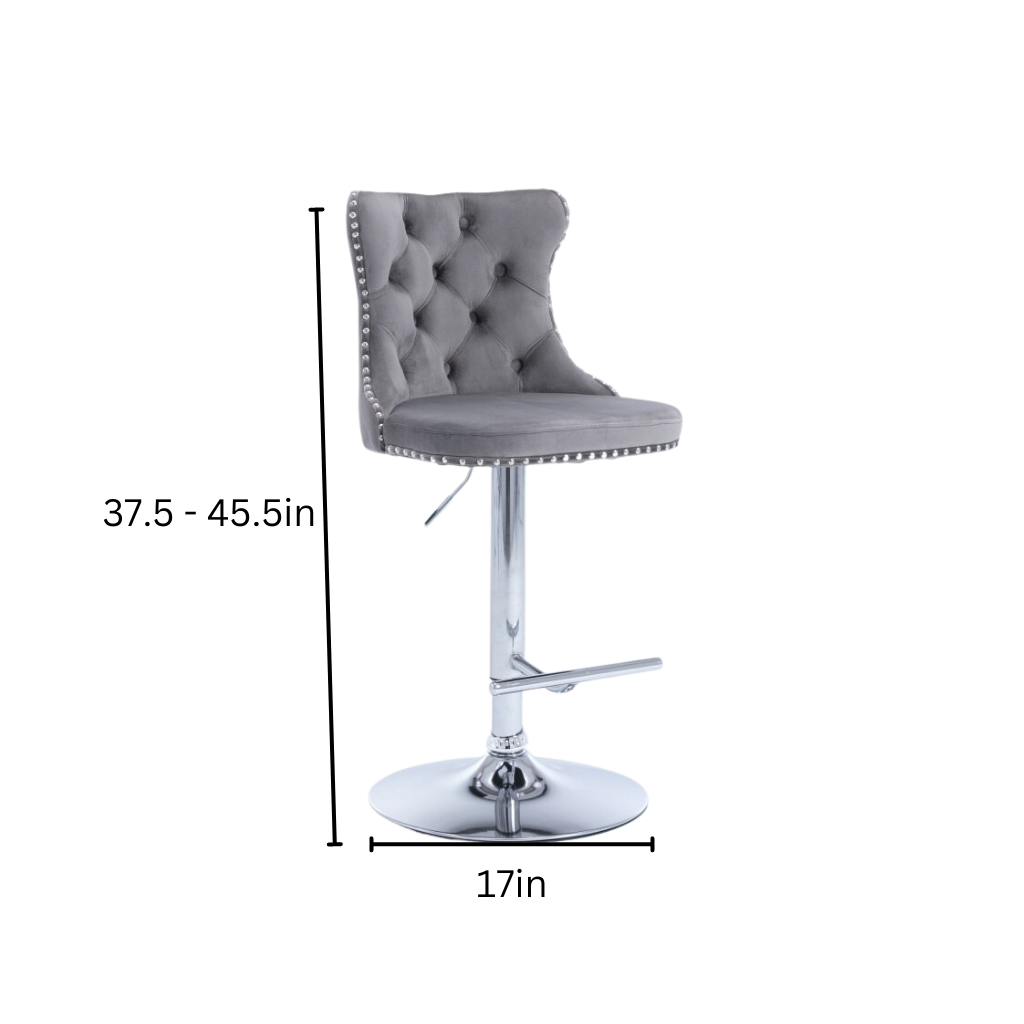 Homio Decor Dining Room Grey Button Tufted Bar Chair