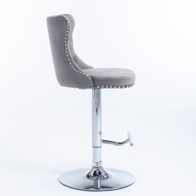 Homio Decor Dining Room Grey Button Tufted Bar Chair
