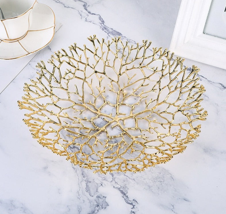 Homio Decor Dining Room Luxury Golden Metal Fruit Plate