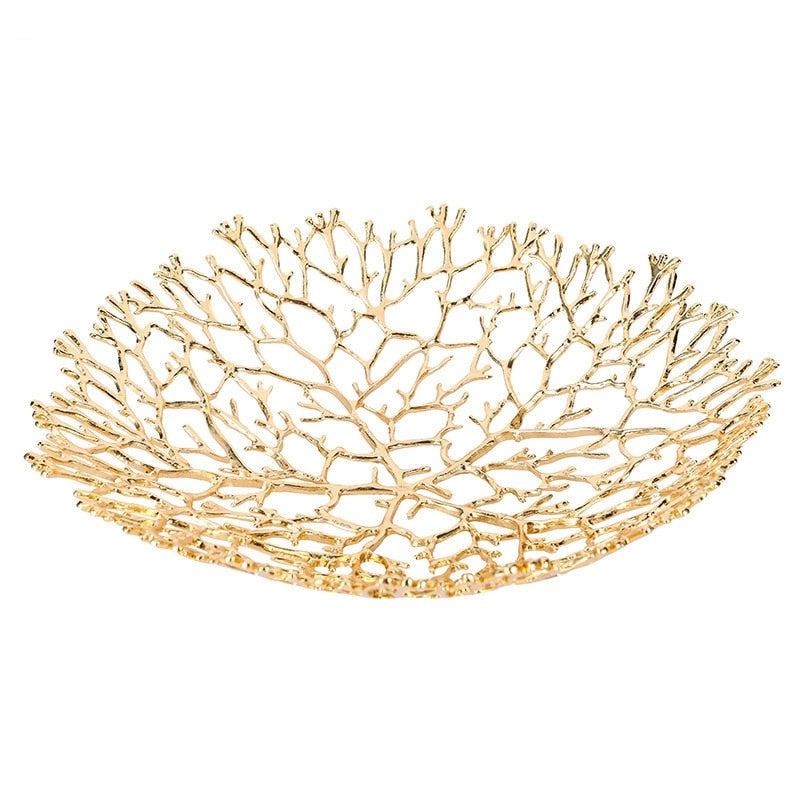 Homio Decor Dining Room Luxury Golden Metal Fruit Plate