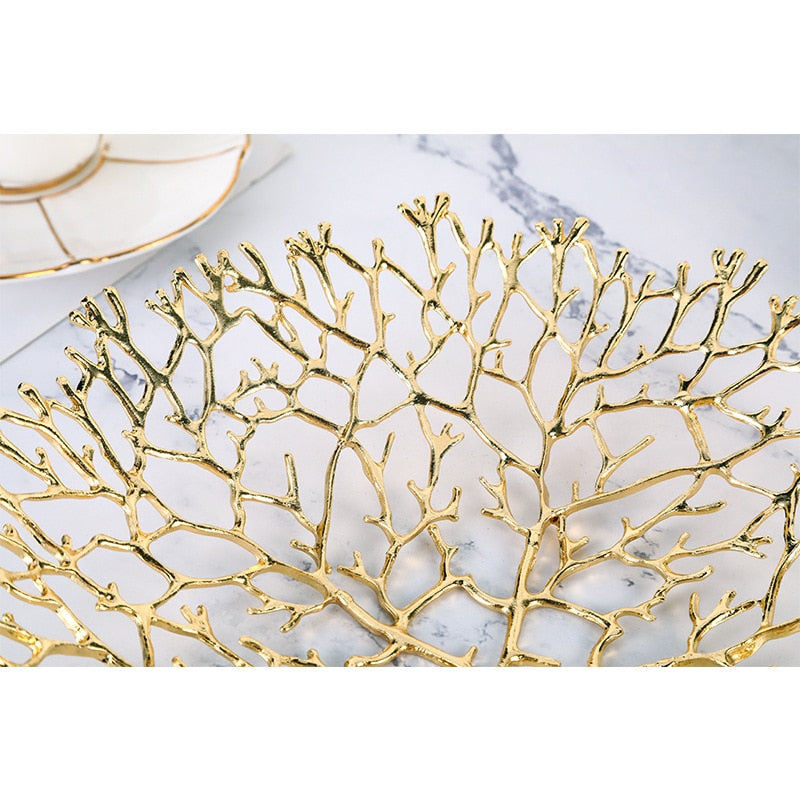 Homio Decor Dining Room Luxury Golden Metal Fruit Plate