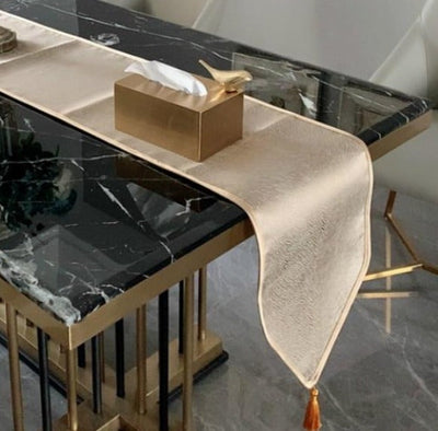 Homio Decor Dining Room Luxury Golden Print Table Runner