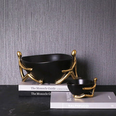 Homio Decor Dining Room Modern Black Ceramic Villain Fruit Bowl