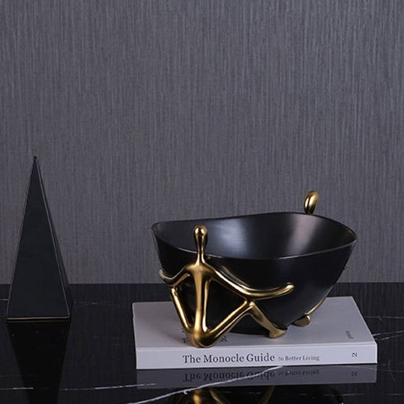 Homio Decor Dining Room Modern Black Ceramic Villain Fruit Bowl