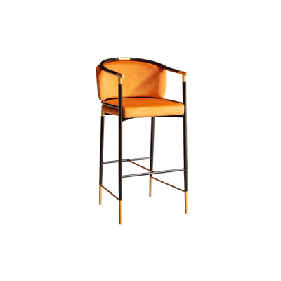 Homio Decor Dining Room Orange / 65cm Black Frame Flannel Bar Chair