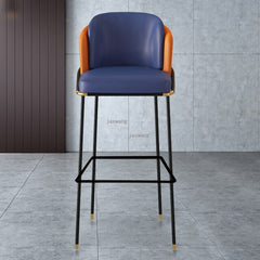 Homio Decor Dining Room Orange & Blue / 75cm Luxury Italian Leather Bar Chair