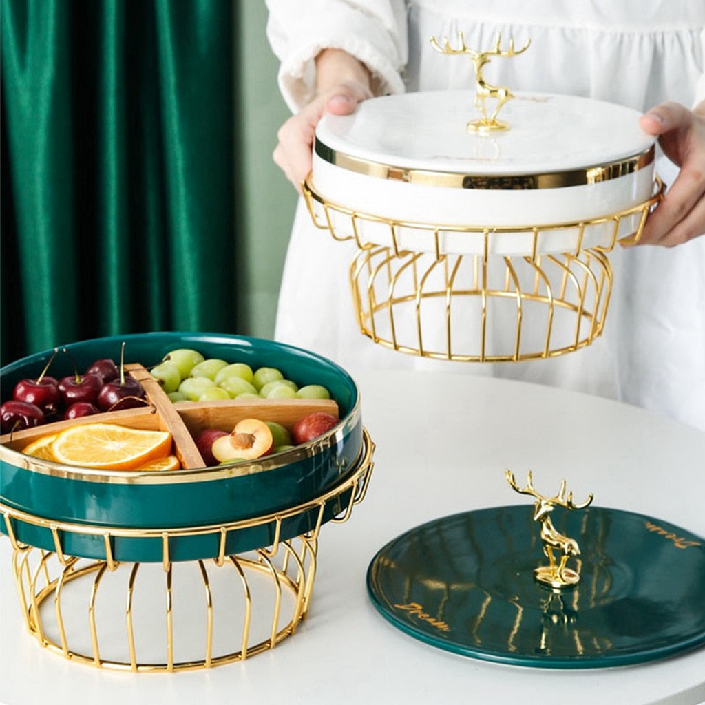 Homio Decor Dining Room Reindeer Ceramic Fruit Tray