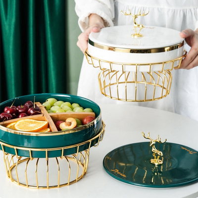 Homio Decor Dining Room Reindeer Ceramic Fruit Tray