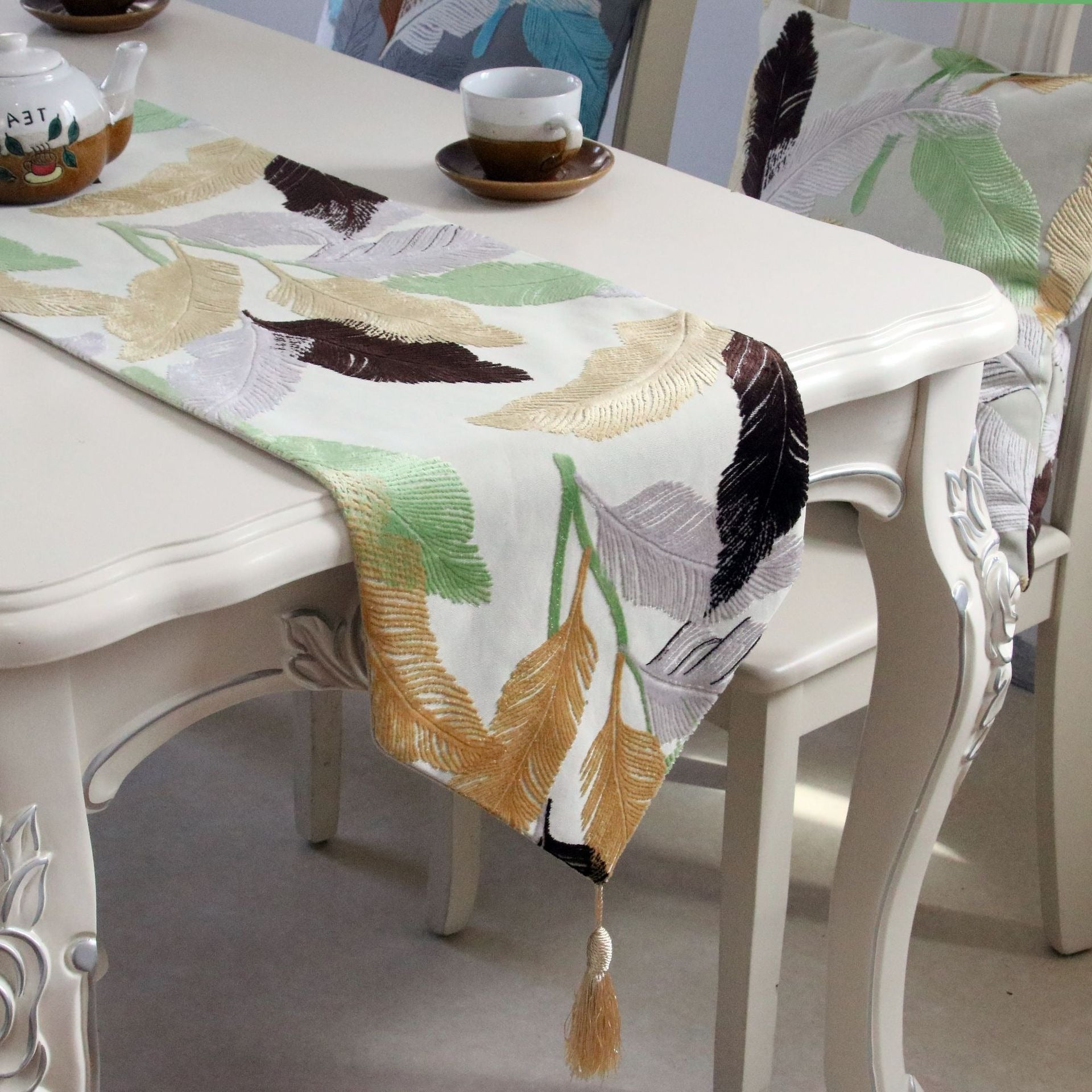 Homio Decor Dining Room Type 1 / 32x180cm Selva Leaves Table Runner