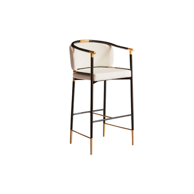 Homio Decor Dining Room White / 65cm Black Frame Flannel Bar Chair