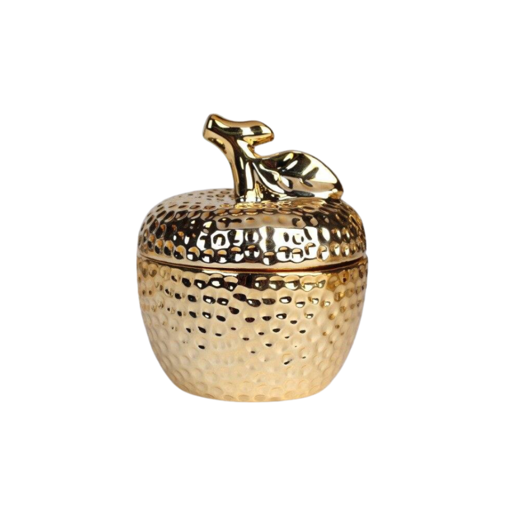 Homio Decor Dinning Room Gold / Apple Gold Fruit Shaped Ceramic Jar