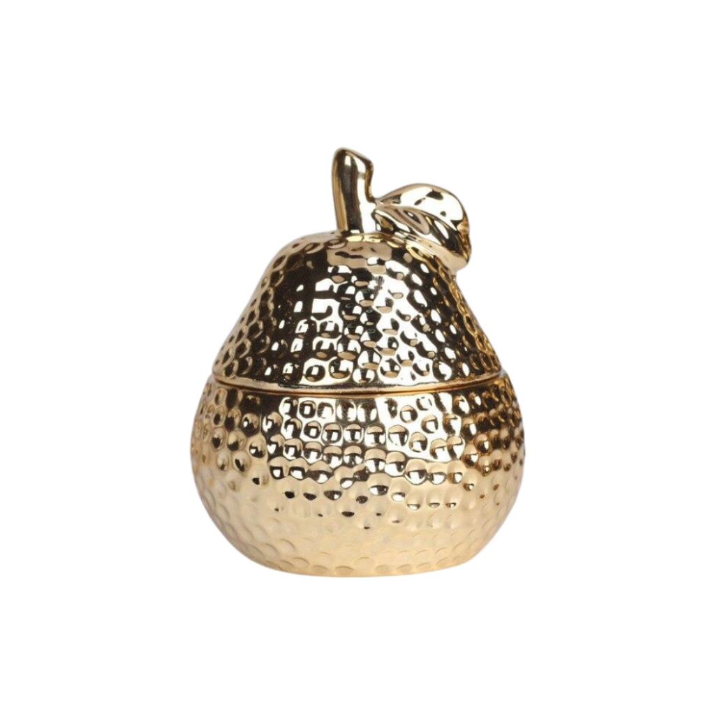 Homio Decor Dinning Room Gold / Pear Gold Fruit Shaped Ceramic Jar