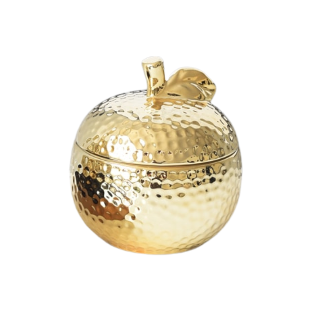 Homio Decor Dinning Room Light Gold / Apple Gold Fruit Shaped Ceramic Jar
