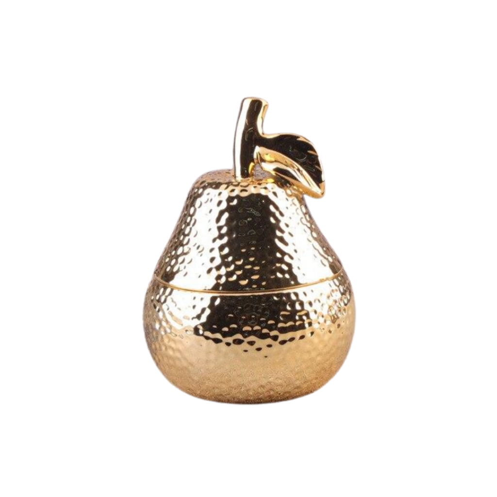 Homio Decor Dinning Room Light Gold / Pear Gold Fruit Shaped Ceramic Jar