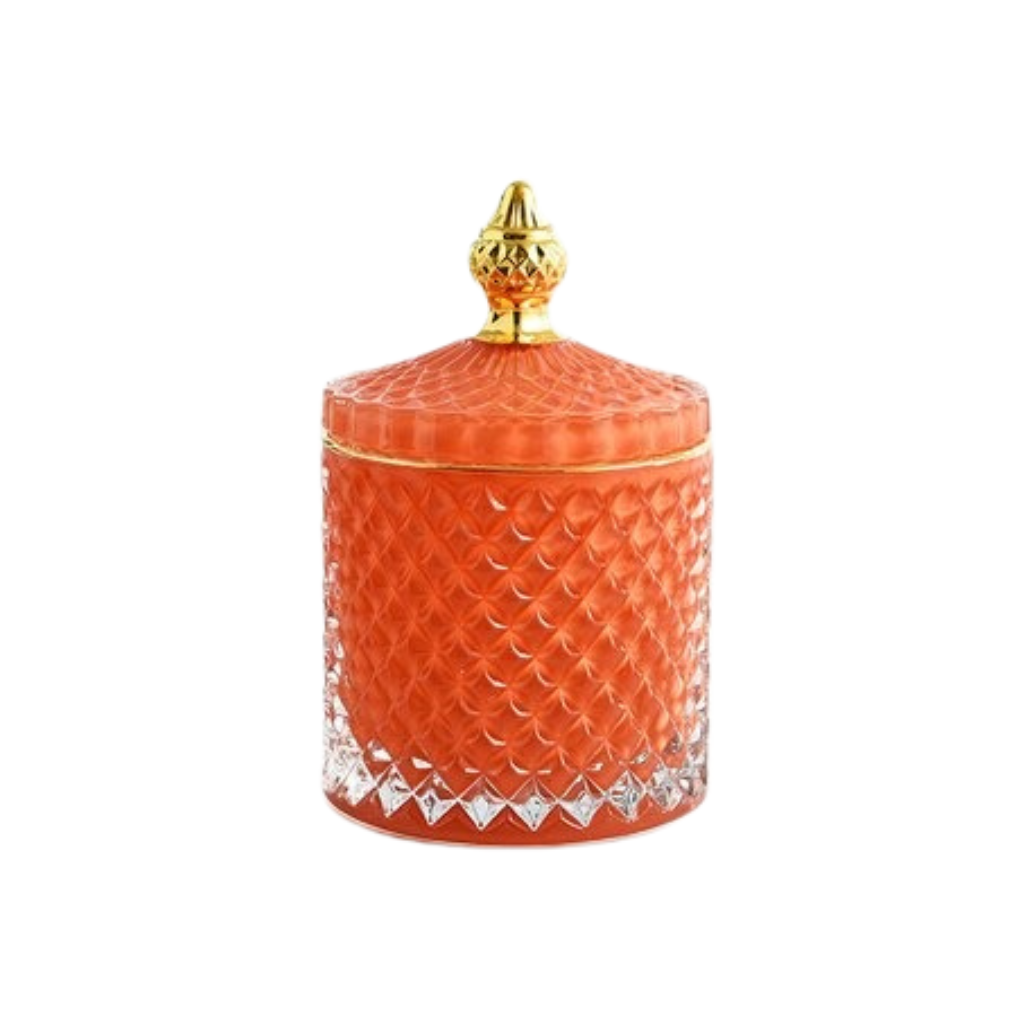 Homio Decor Dinning Room Orange Multicolour Glass Storage Jar