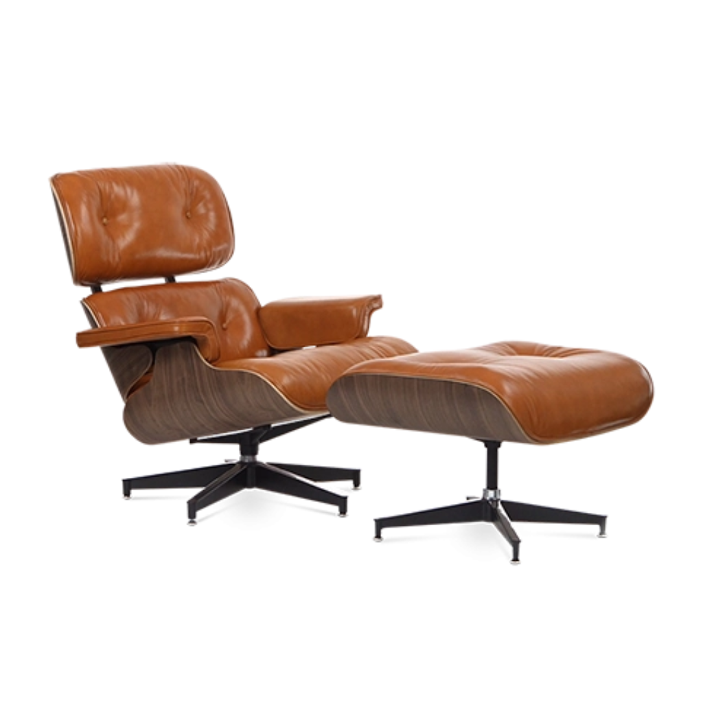 Homio Decor Eames Lounge Chair & Ottoman - Cognac