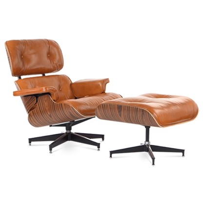 Homio Decor Eames Lounge Chair & Ottoman - Cognac