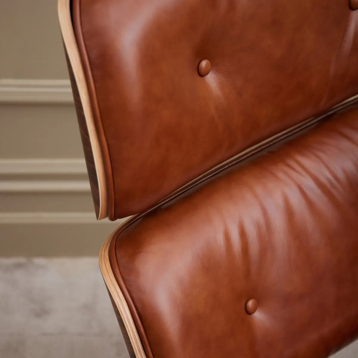 Homio Decor Eames Lounge Chair & Ottoman (PRO) - Heritage Cognac