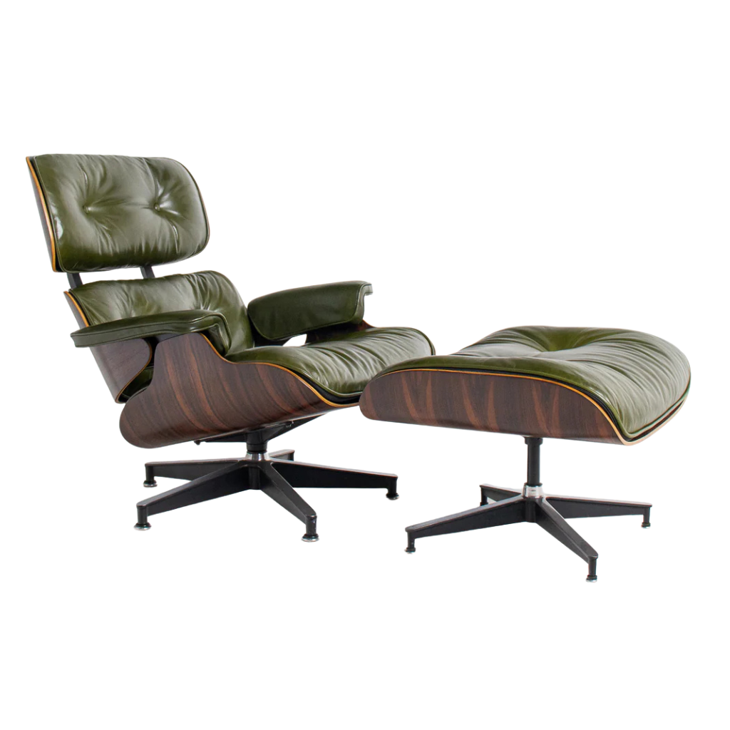 Homio Decor Eames Lounge Chair & Ottoman (PRO) - Moss Green Leather
