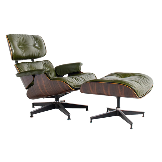 Homio Decor Eames Lounge Chair & Ottoman (PRO) - Moss Green Leather