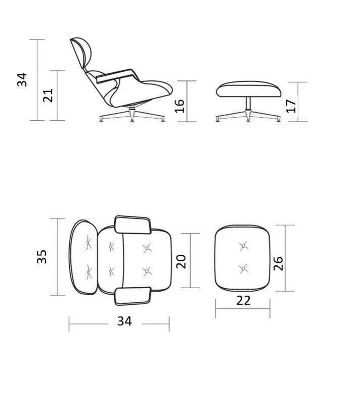 Homio Decor Eames Lounge Chair & Ottoman (PRO) - Pony Skin