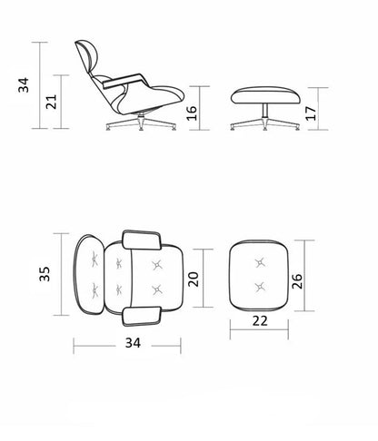 Homio Decor Eames Lounge Chair & Ottoman (PRO) - Pony Skin