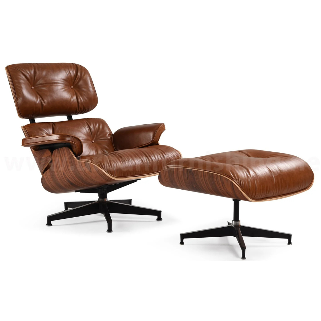 Homio Decor Eames Lounge Chair & Ottoman (PRO) - Textured Brown