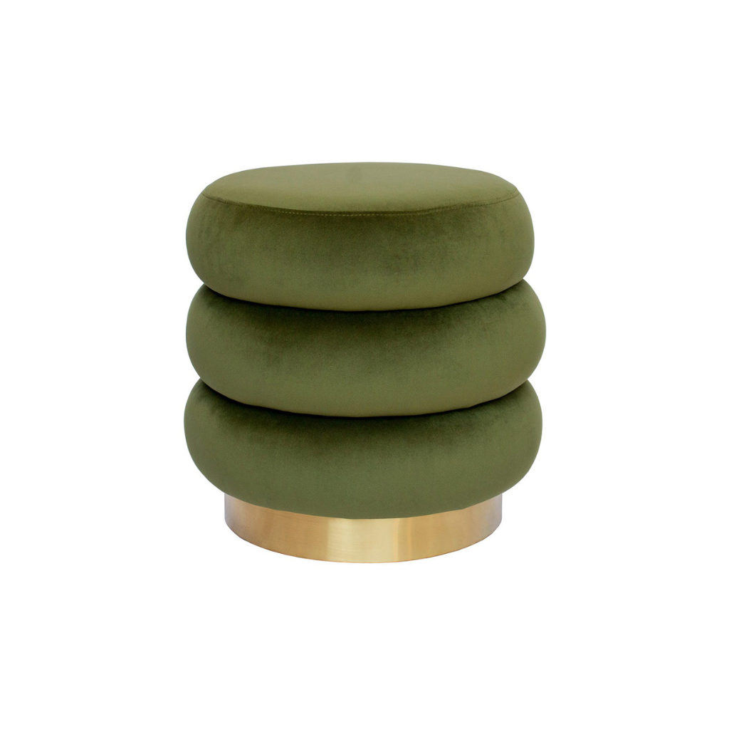 Homio Decor Emerald Green Blush Curve Ottoman (Velvet)