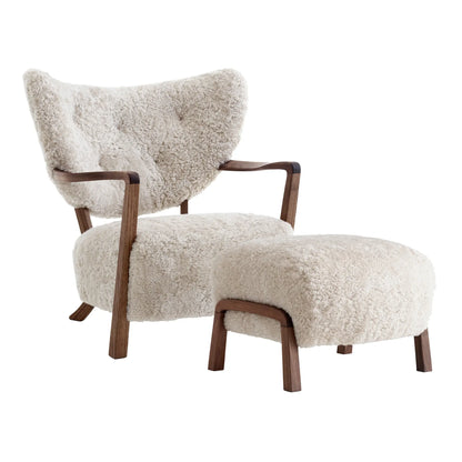 Homio Decor Frosted Moon Sheepskin / Walnut Moss Armchair & Ottoman (Australian Sheepskin)