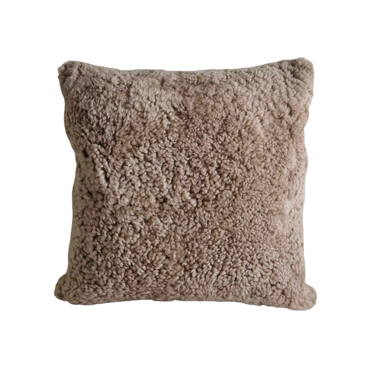 Homio Decor Frosty Brown Curly Shearling Sheepskin Pillowcase