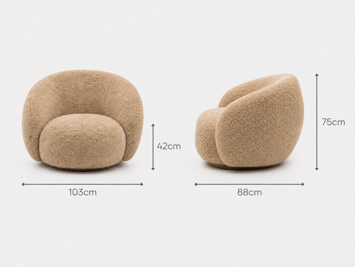 Canapé incurvé Boucle (gris)