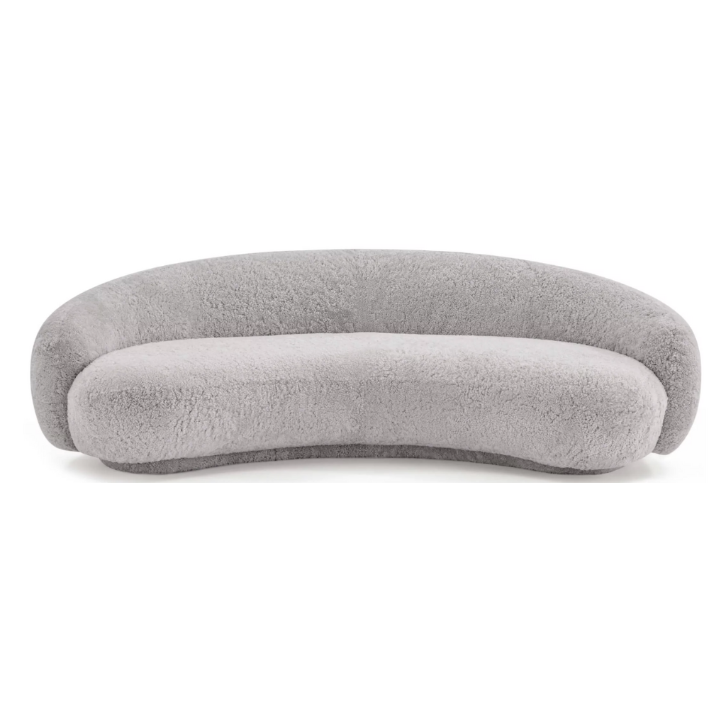 Homio Decor Genuine Sheepskin Curved Sofa