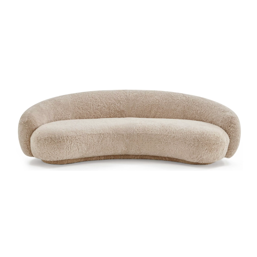 Homio Decor Genuine Sheepskin Curved Sofa