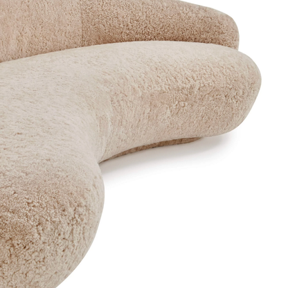 Homio Decor Genuine Sheepskin Curved Sofa