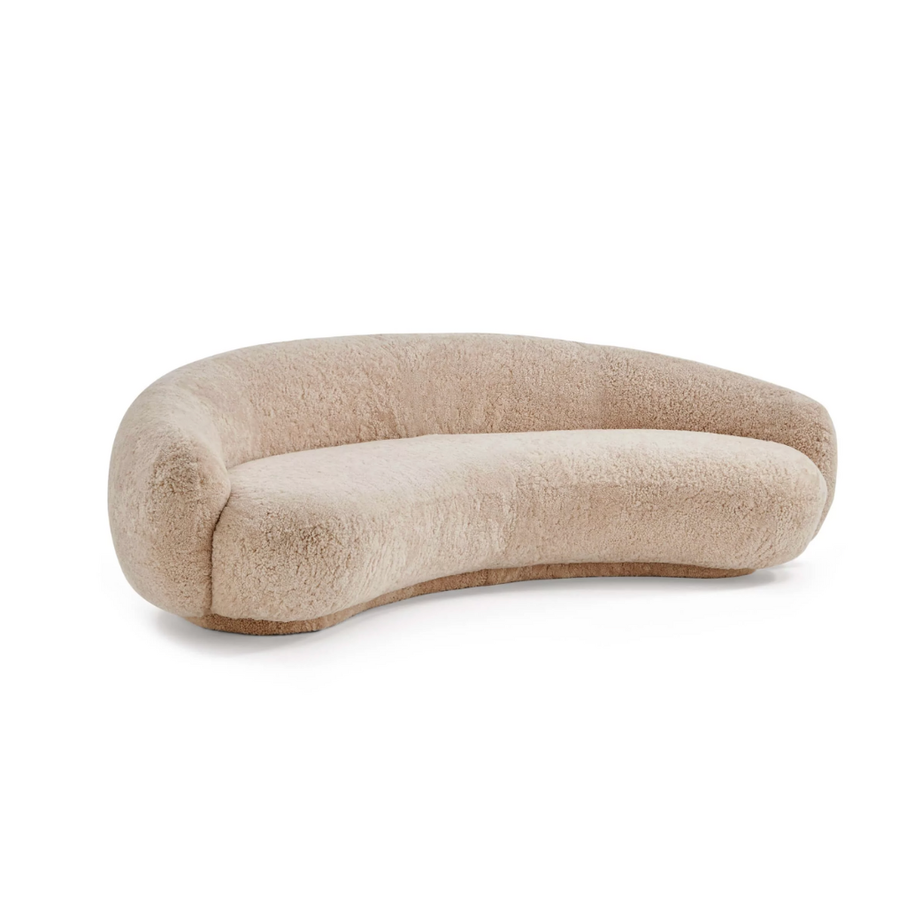 Homio Decor Genuine Sheepskin Curved Sofa