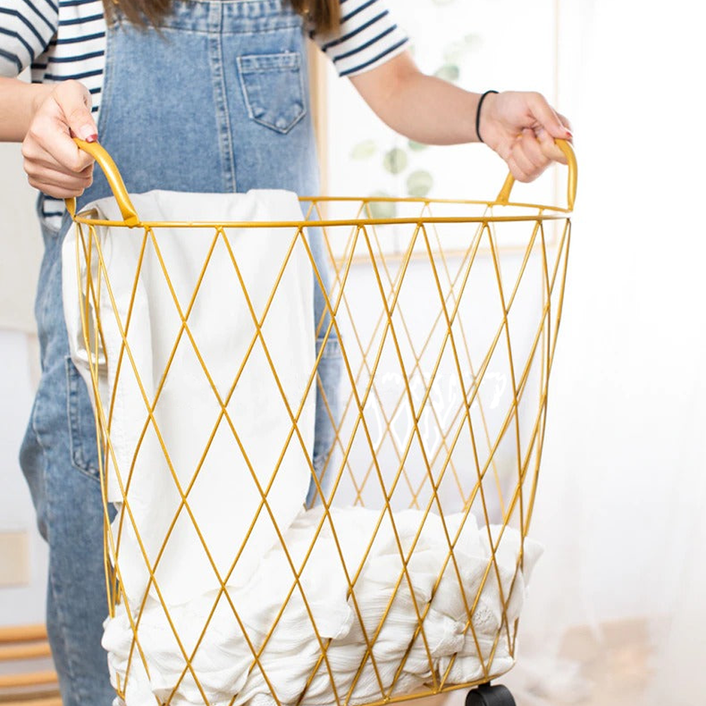Homio Decor Golden Iron Laundry Basket
