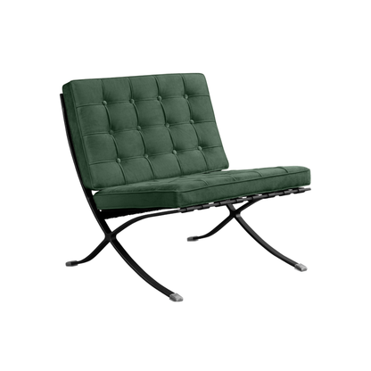 Homio Decor Green / Only Chair / Black Coating Barcelona Chair - Velvet