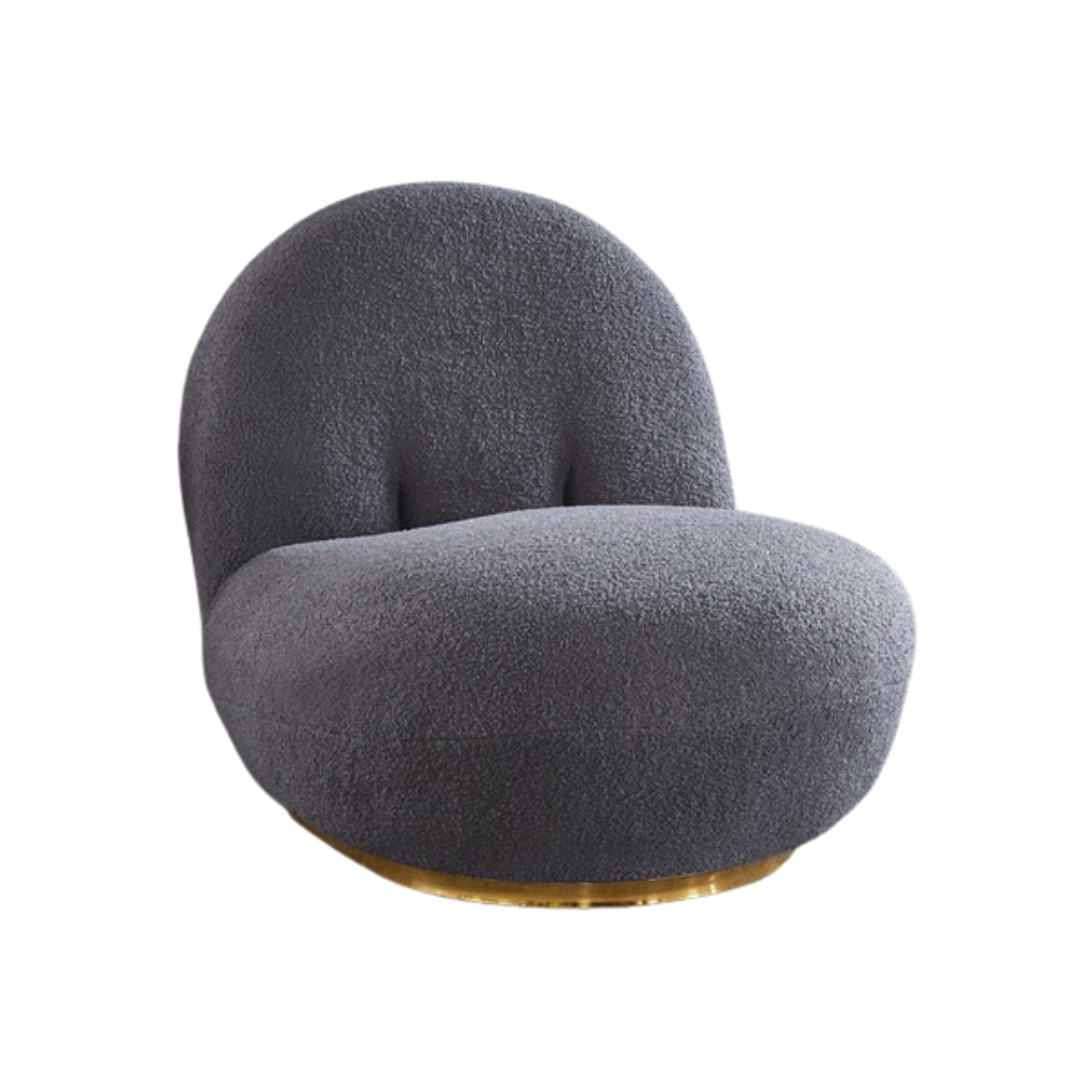 Homio Decor Grey Bean Shaped Lambswool Lazy Chair