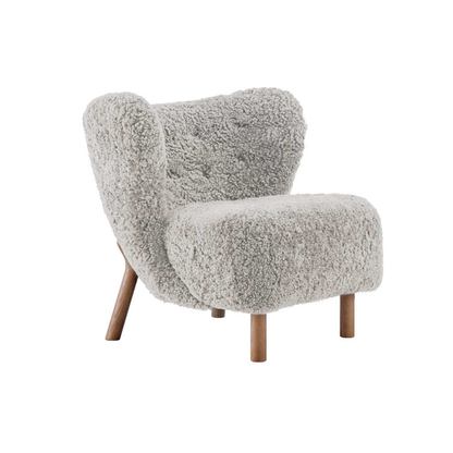 Homio Decor Grey Mist / Walnut / Add Ottoman Genuine Sheepskin Little Petra Chair