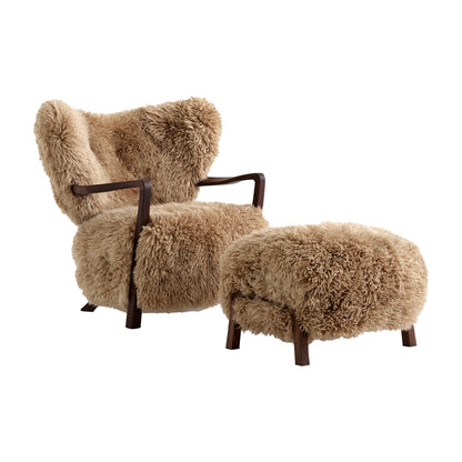 Homio Decor Honey Sheepskin / Walnut Moss Armchair & Ottoman (Australian Sheepskin)