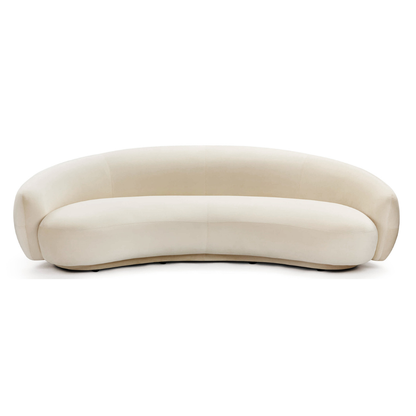Homio Decor Ivory / 210cm Velvet Curved Sofa