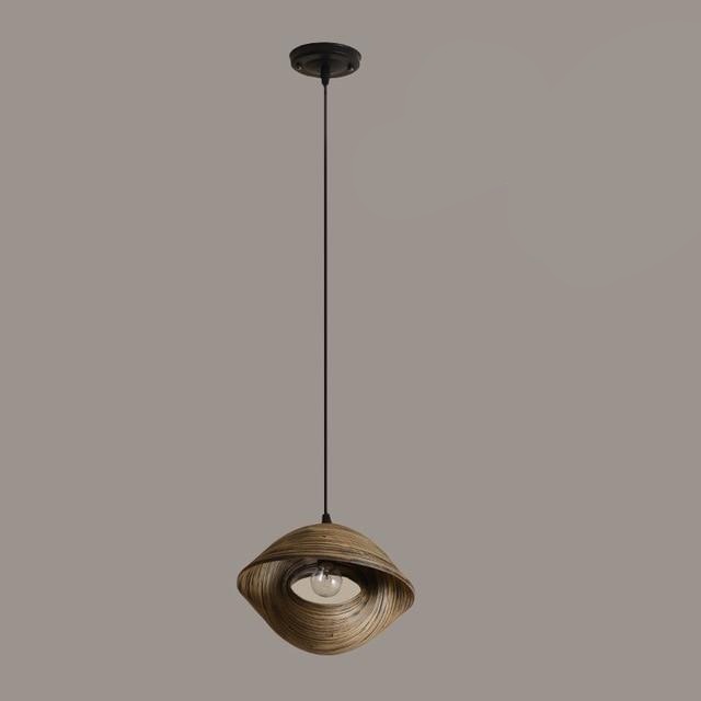 Homio Decor Lighting 26cm Bamboo Weaving Seashell Pendant Lamp