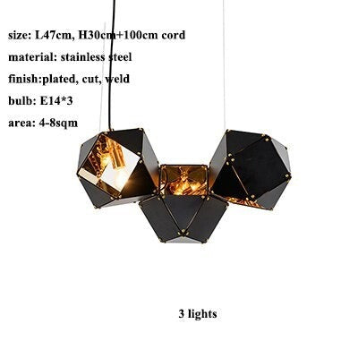 Homio Decor Lighting 3 Lights / White Light / Black Modern Design Chandelier