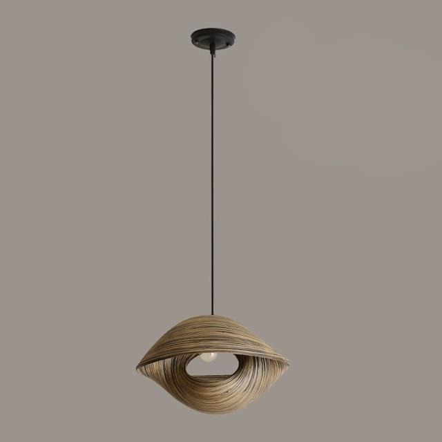 Homio Decor Lighting 36cm Bamboo Weaving Seashell Pendant Lamp