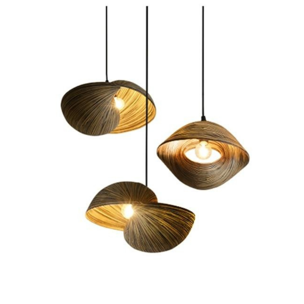 Homio Decor Lighting Bamboo Weaving Seashell Pendant Lamp
