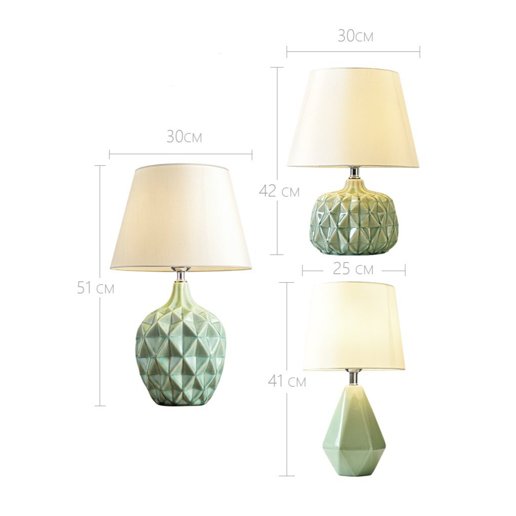 Homio Decor Lighting Diamond Green Ceramic Table Lamp