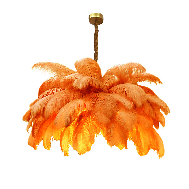 Homio Decor Lighting Orange / D100 - 39 Feathers Tropical Design Chandelier