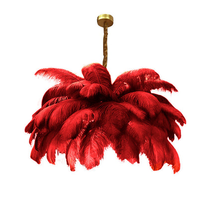 Homio Decor Lighting Red / D100 - 39 Feathers Tropical Design Chandelier